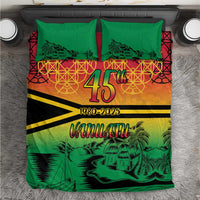 Hapi 45th Indipendens Dei Vanuatu Bedding Set Yumi 1980 with Vanuatuan Beach Landscape
