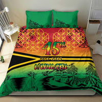 Hapi 45th Indipendens Dei Vanuatu Bedding Set Yumi 1980 with Vanuatuan Beach Landscape