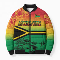 Hapi 45th Indipendens Dei Vanuatu Bomber Puffer Jacket Yumi 1980 with Vanuatuan Beach Landscape LT9 Unisex Red - Polynesian Pride