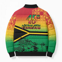 Hapi 45th Indipendens Dei Vanuatu Bomber Puffer Jacket Yumi 1980 with Vanuatuan Beach Landscape LT9 - Polynesian Pride