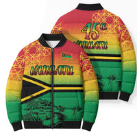 Hapi 45th Indipendens Dei Vanuatu Bomber Puffer Jacket Yumi 1980 with Vanuatuan Beach Landscape LT9 - Polynesian Pride