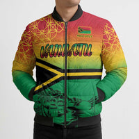 Hapi 45th Indipendens Dei Vanuatu Bomber Puffer Jacket Yumi 1980 with Vanuatuan Beach Landscape LT9 - Polynesian Pride