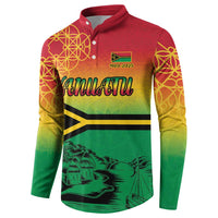 Hapi 45th Indipendens Dei Vanuatu Button Sweatshirt Yumi 1980 with Vanuatuan Beach Landscape