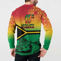 Hapi 45th Indipendens Dei Vanuatu Button Sweatshirt Yumi 1980 with Vanuatuan Beach Landscape