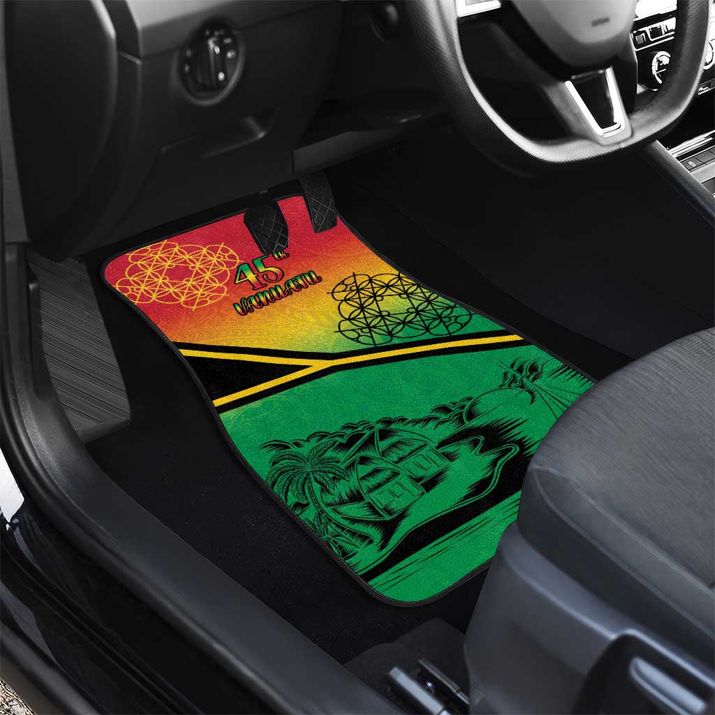 Hapi 45th Indipendens Dei Vanuatu Car Mats Yumi 1980 with Vanuatuan Beach Landscape