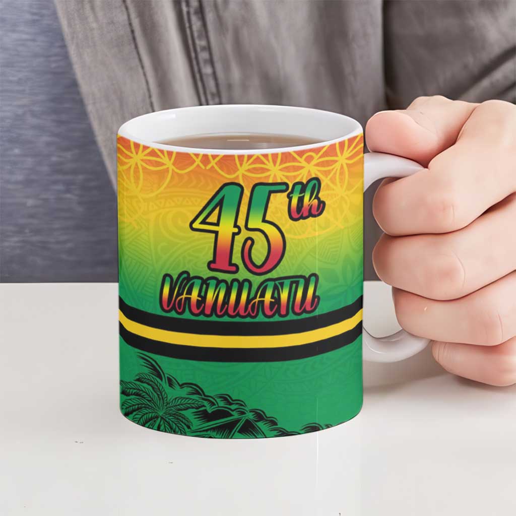 Hapi 45th Indipendens Dei Vanuatu Ceramic Mug Yumi 1980 with Vanuatuan Beach Landscape LT9 - Polynesian Pride