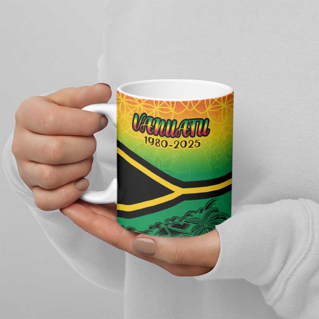 Hapi 45th Indipendens Dei Vanuatu Ceramic Mug Yumi 1980 with Vanuatuan Beach Landscape LT9 - Polynesian Pride