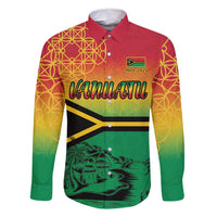 Hapi 45th Indipendens Dei Vanuatu Family Matching Long Sleeve Bodycon Dress and Hawaiian Shirt Yumi 1980 with Vanuatuan Beach Landscape