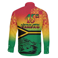 Hapi 45th Indipendens Dei Vanuatu Family Matching Long Sleeve Bodycon Dress and Hawaiian Shirt Yumi 1980 with Vanuatuan Beach Landscape