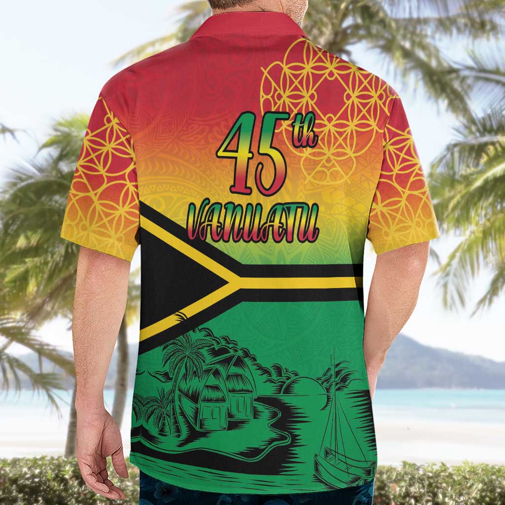 Hapi 45th Indipendens Dei Vanuatu Hawaiian Shirt Yumi 1980 with Vanuatuan Beach Landscape