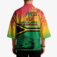Hapi 45th Indipendens Dei Vanuatu Kimono Yumi 1980 with Vanuatuan Beach Landscape - Polynesian Pride