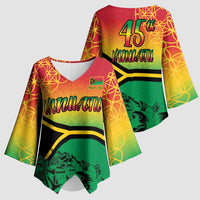 Hapi 45th Indipendens Dei Vanuatu Kimono Sleeve Blouse Yumi 1980 with Vanuatuan Beach Landscape LT9 - Polynesian Pride