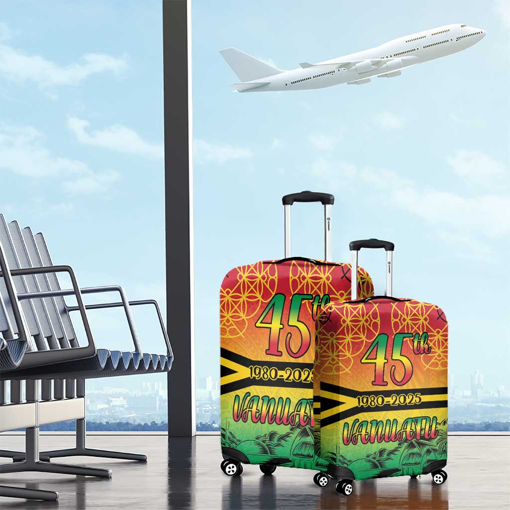 Hapi 45th Indipendens Dei Vanuatu Luggage Cover Yumi 1980 with Vanuatuan Beach Landscape