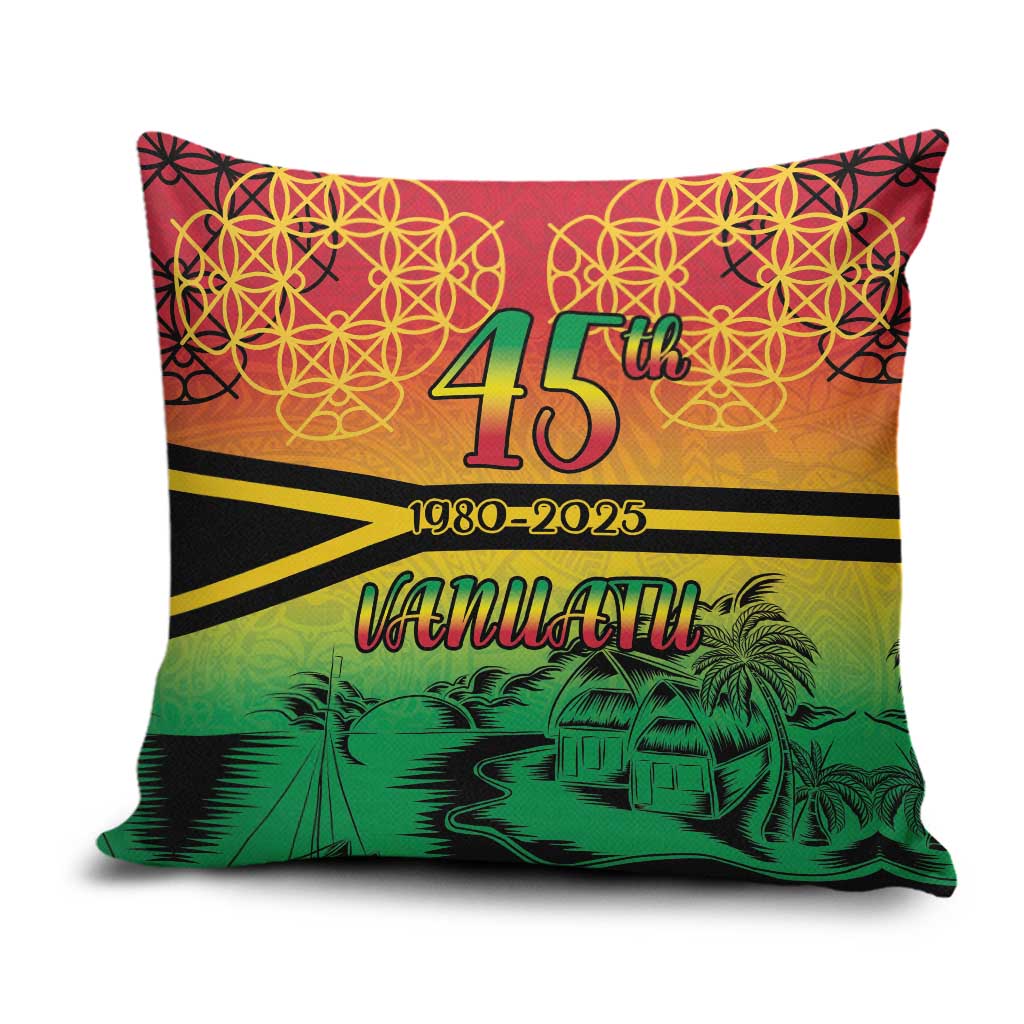 Hapi 45th Indipendens Dei Vanuatu Pillow Cover Yumi 1980 with Vanuatuan Beach Landscape - Polynesian Pride