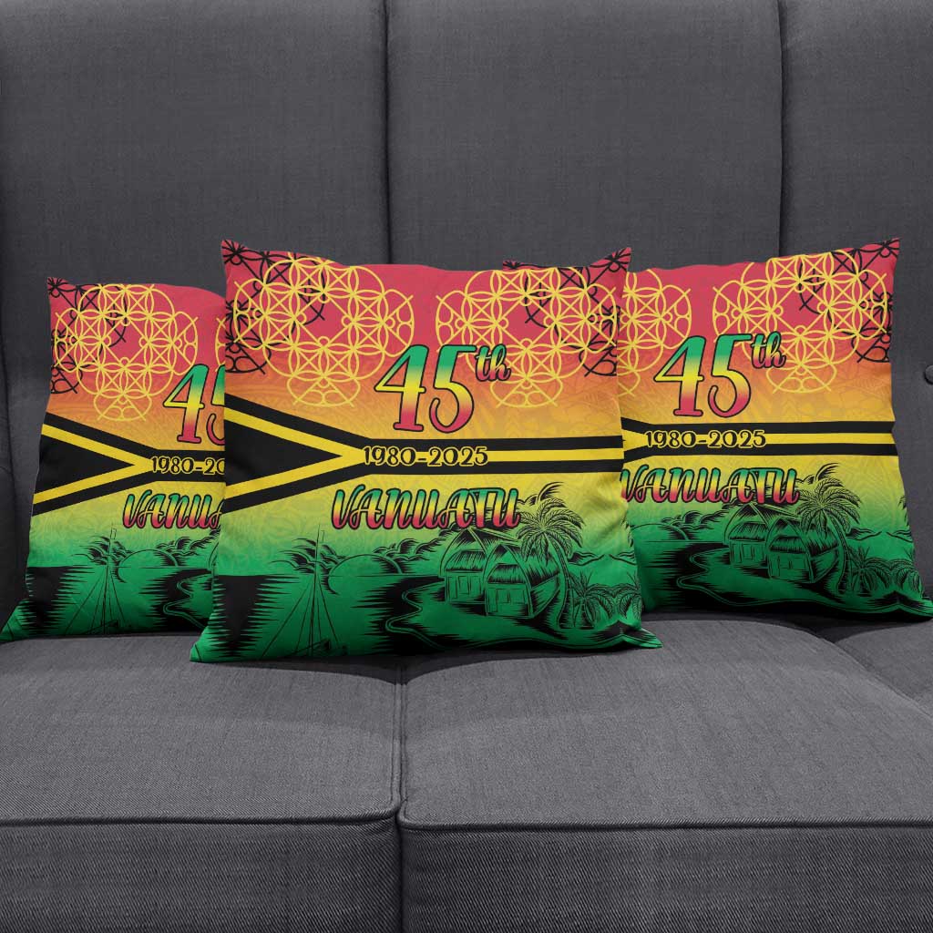 Hapi 45th Indipendens Dei Vanuatu Pillow Cover Yumi 1980 with Vanuatuan Beach Landscape - Polynesian Pride