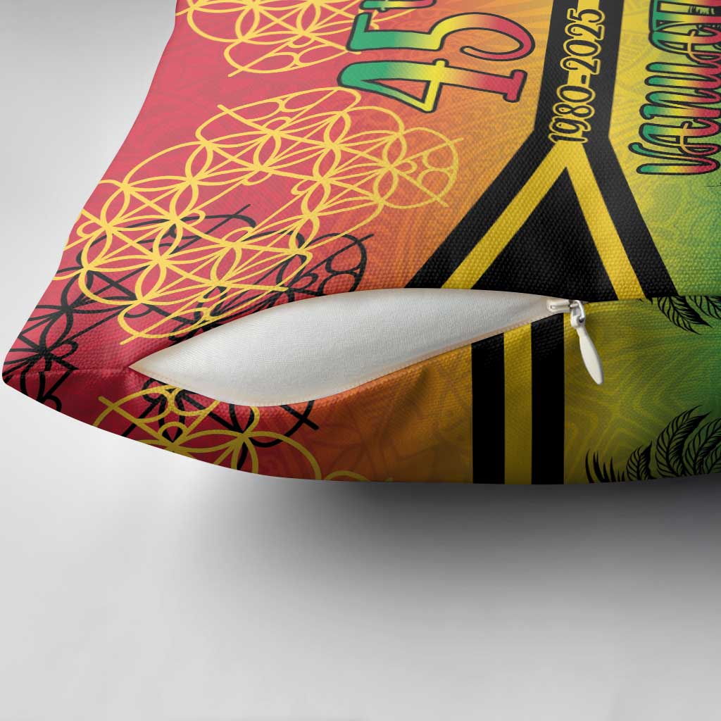 Hapi 45th Indipendens Dei Vanuatu Pillow Cover Yumi 1980 with Vanuatuan Beach Landscape - Polynesian Pride