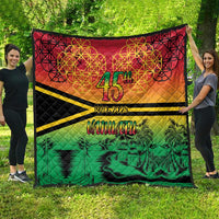 Hapi 45th Indipendens Dei Vanuatu Quilt Yumi 1980 with Vanuatuan Beach Landscape