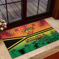 Hapi 45th Indipendens Dei Vanuatu Rubber Doormat Yumi 1980 with Vanuatuan Beach Landscape
