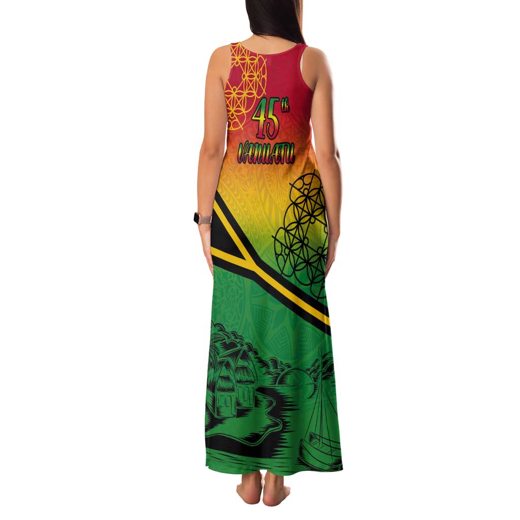 Hapi 45th Indipendens Dei Vanuatu Tank Maxi Dress Yumi 1980 with Vanuatuan Beach Landscape