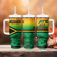 Hapi 45th Indipendens Dei Vanuatu Tumbler With Handle Yumi 1980 with Vanuatuan Beach Landscape