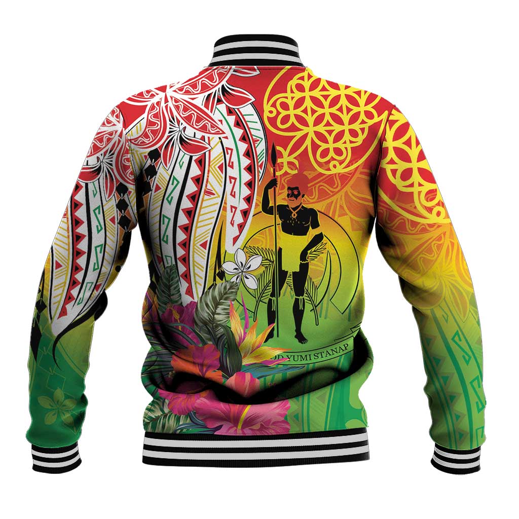 Vanuatu 45th Anniversary Baseball Jacket Polynesian with Sand Drawing Pattern LT9 - Polynesian Pride