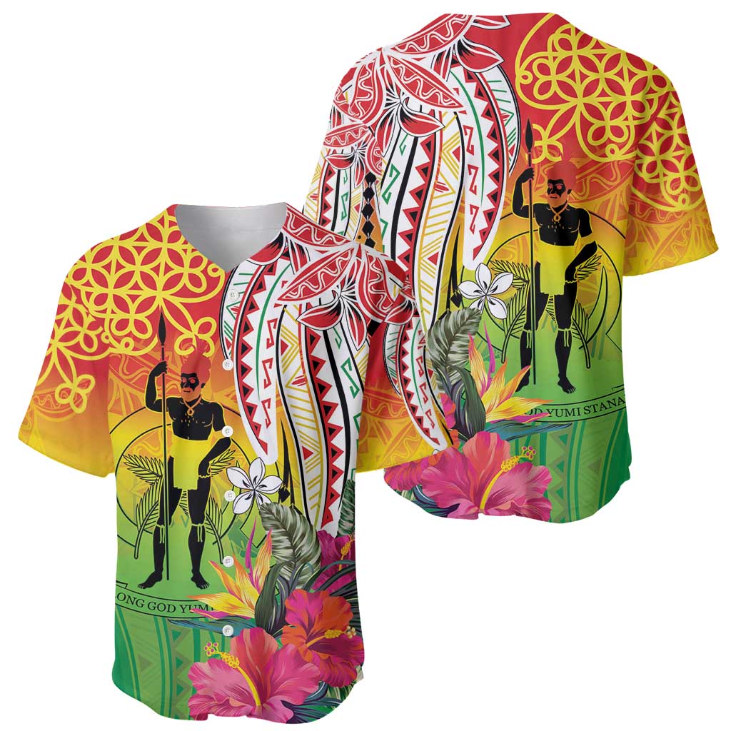 Vanuatu 45th Anniversary Baseball Jersey Polynesian with Sand Drawing Pattern