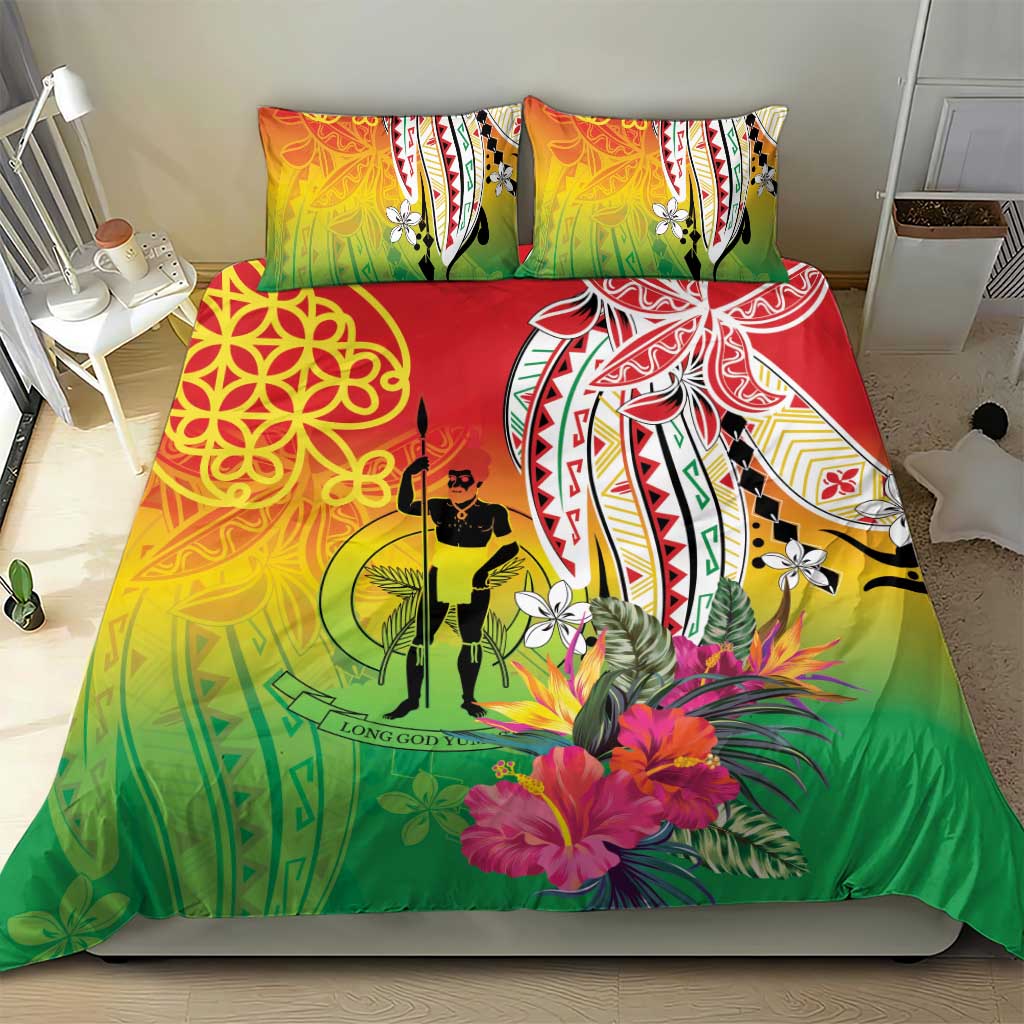 Vanuatu 45th Anniversary Bedding Set Polynesian with Sand Drawing Pattern