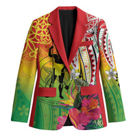 Vanuatu 45th Anniversary Blazer Polynesian with Sand Drawing Pattern LT9 Unisex Red - Polynesian Pride