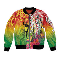 Vanuatu 45th Anniversary Bomber Jacket Polynesian with Sand Drawing Pattern