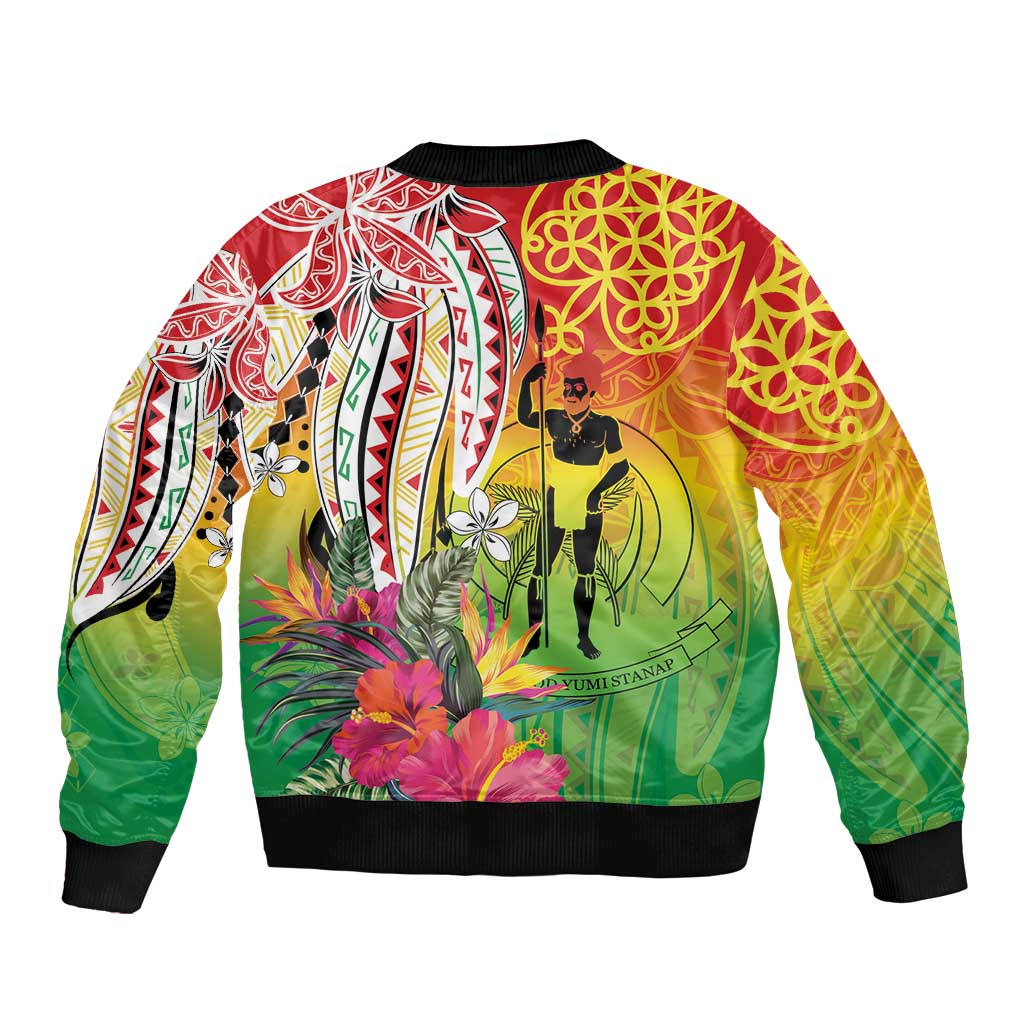 Vanuatu 45th Anniversary Bomber Jacket Polynesian with Sand Drawing Pattern