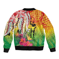 Vanuatu 45th Anniversary Bomber Jacket Polynesian with Sand Drawing Pattern