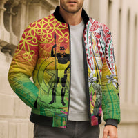 Vanuatu 45th Anniversary Bomber Puffer Jacket Polynesian with Sand Drawing Pattern LT9 - Polynesian Pride