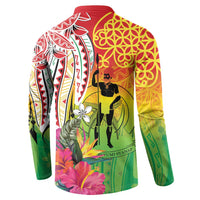 Vanuatu 45th Anniversary Button Sweatshirt Polynesian with Sand Drawing Pattern LT9 - Polynesian Pride