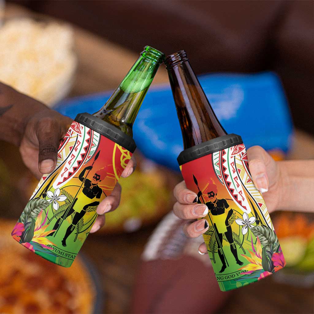 Vanuatu 45th Anniversary 4 in 1 Can Cooler Tumbler Polynesian with Sand Drawing Pattern LT9 - Polynesian Pride