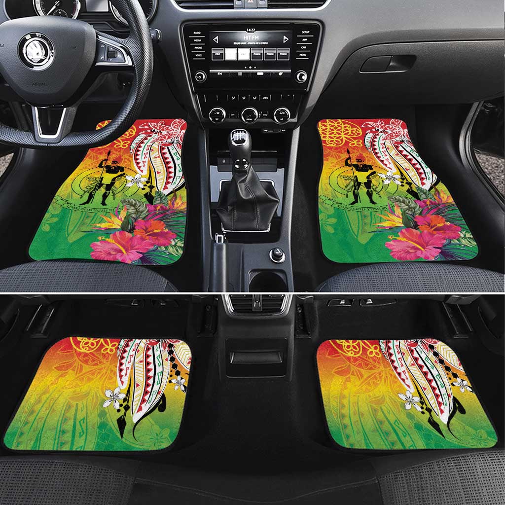 Vanuatu 45th Anniversary Car Mats Polynesian with Sand Drawing Pattern LT9 Set 4pcs Red - Polynesian Pride
