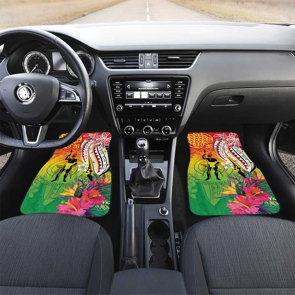 Vanuatu 45th Anniversary Car Mats Polynesian with Sand Drawing Pattern LT9 Set 2pcs - Front Red - Polynesian Pride