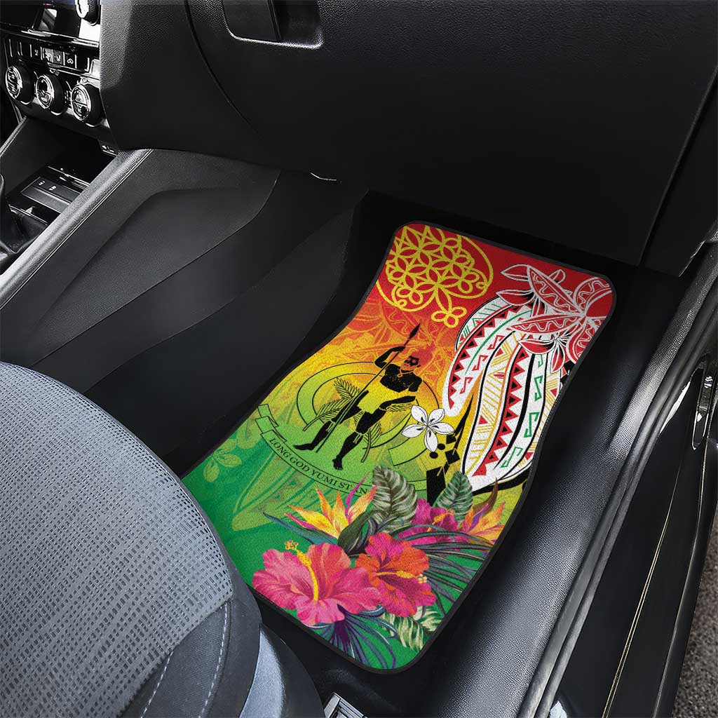 Vanuatu 45th Anniversary Car Mats Polynesian with Sand Drawing Pattern LT9 - Polynesian Pride