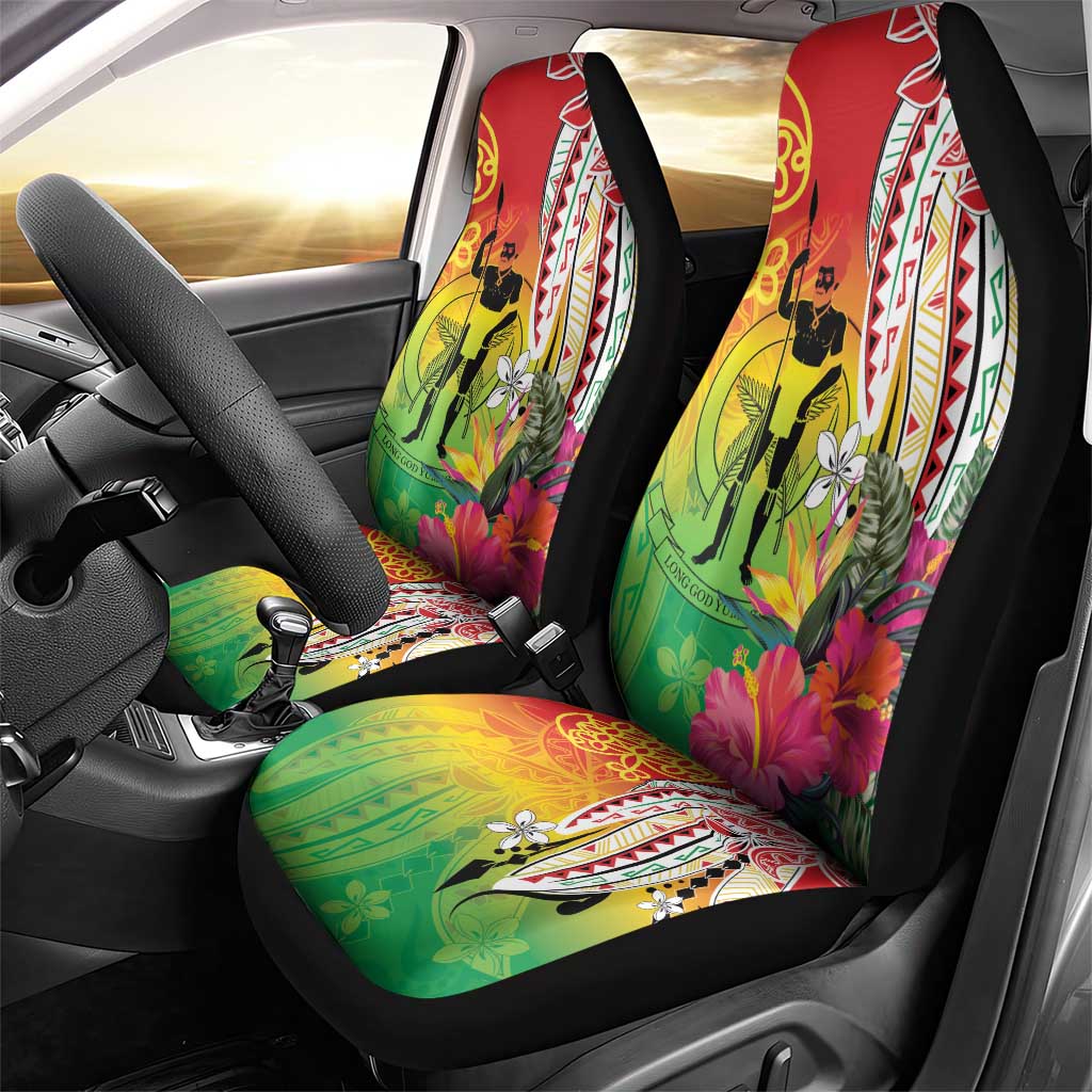 Vanuatu 45th Anniversary Car Seat Cover Polynesian with Sand Drawing Pattern