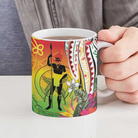 Vanuatu 45th Anniversary Ceramic Mug Polynesian with Sand Drawing Pattern LT9 - Polynesian Pride