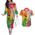 Vanuatu 45th Anniversary Couples Matching Off The Shoulder Long Sleeve Dress and Hawaiian Shirt Polynesian with Sand Drawing Pattern