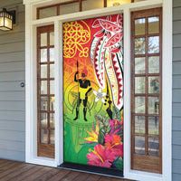 Vanuatu 45th Anniversary Door Cover Polynesian with Sand Drawing Pattern - Polynesian Pride