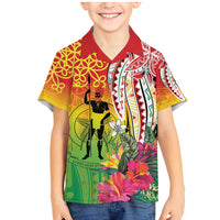 Vanuatu 45th Anniversary Family Matching Mermaid Dress and Hawaiian Shirt Polynesian with Sand Drawing Pattern