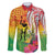 Vanuatu 45th Anniversary Family Matching Off Shoulder Maxi Dress and Hawaiian Shirt Polynesian with Sand Drawing Pattern