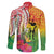 Vanuatu 45th Anniversary Family Matching Off Shoulder Maxi Dress and Hawaiian Shirt Polynesian with Sand Drawing Pattern