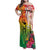 Vanuatu 45th Anniversary Family Matching Off Shoulder Maxi Dress and Hawaiian Shirt Polynesian with Sand Drawing Pattern