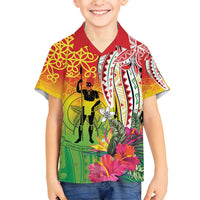 Vanuatu 45th Anniversary Family Matching Puletasi and Hawaiian Shirt Polynesian with Sand Drawing Pattern