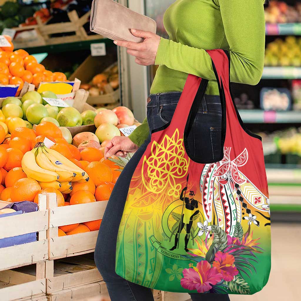 Vanuatu 45th Anniversary Grocery Bag Polynesian with Sand Drawing Pattern