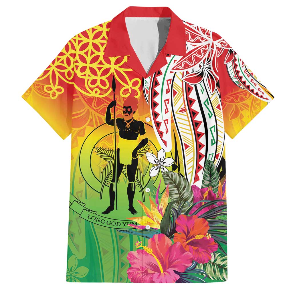 Vanuatu 45th Anniversary Hawaiian Shirt Polynesian with Sand Drawing Pattern LT9 Red - Polynesian Pride