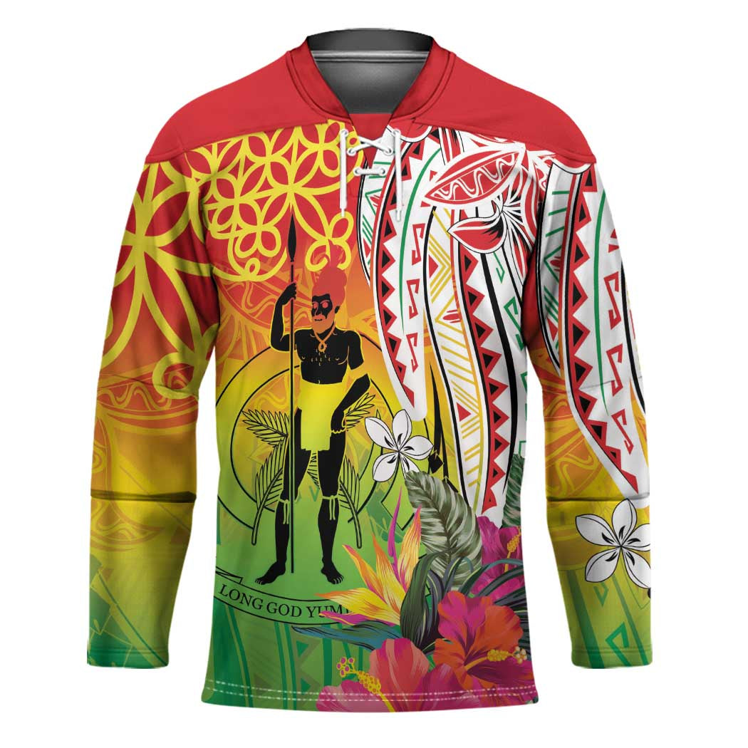 Vanuatu 45th Anniversary Hockey Jersey Polynesian with Sand Drawing Pattern LT9 Unisex Red - Polynesian Pride