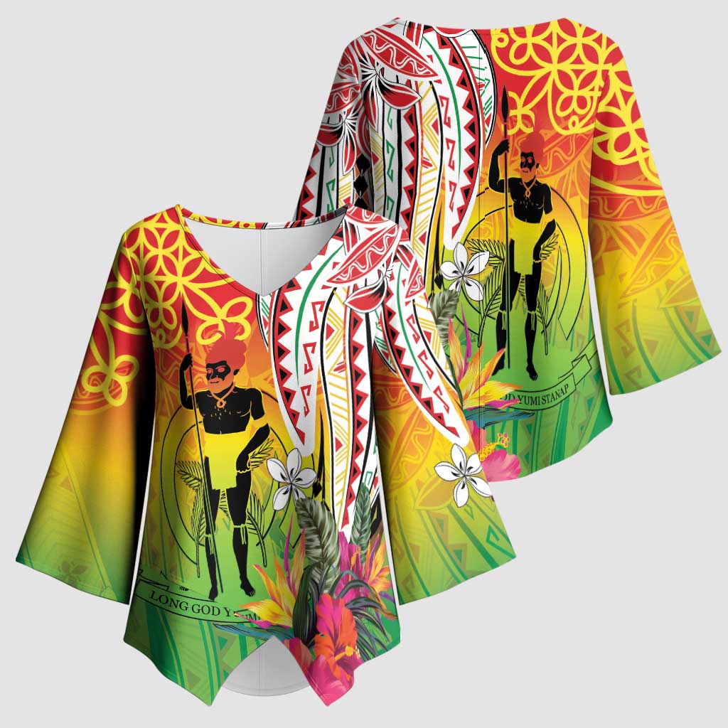 Vanuatu 45th Anniversary Kimono Sleeve Blouse Polynesian with Sand Drawing Pattern LT9 - Polynesian Pride